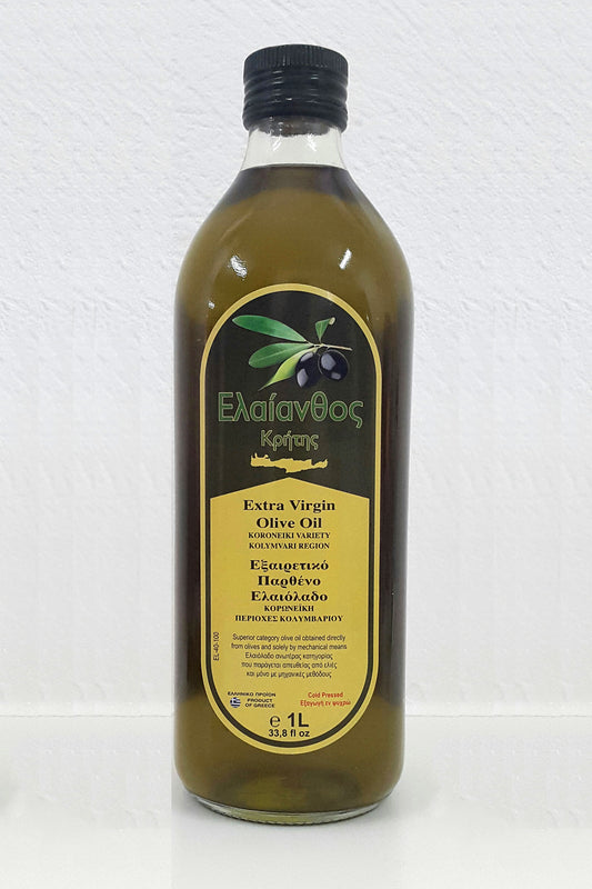 1lt Eleanthos Virgin Olive Oil. Koroneiko variety from Crete.